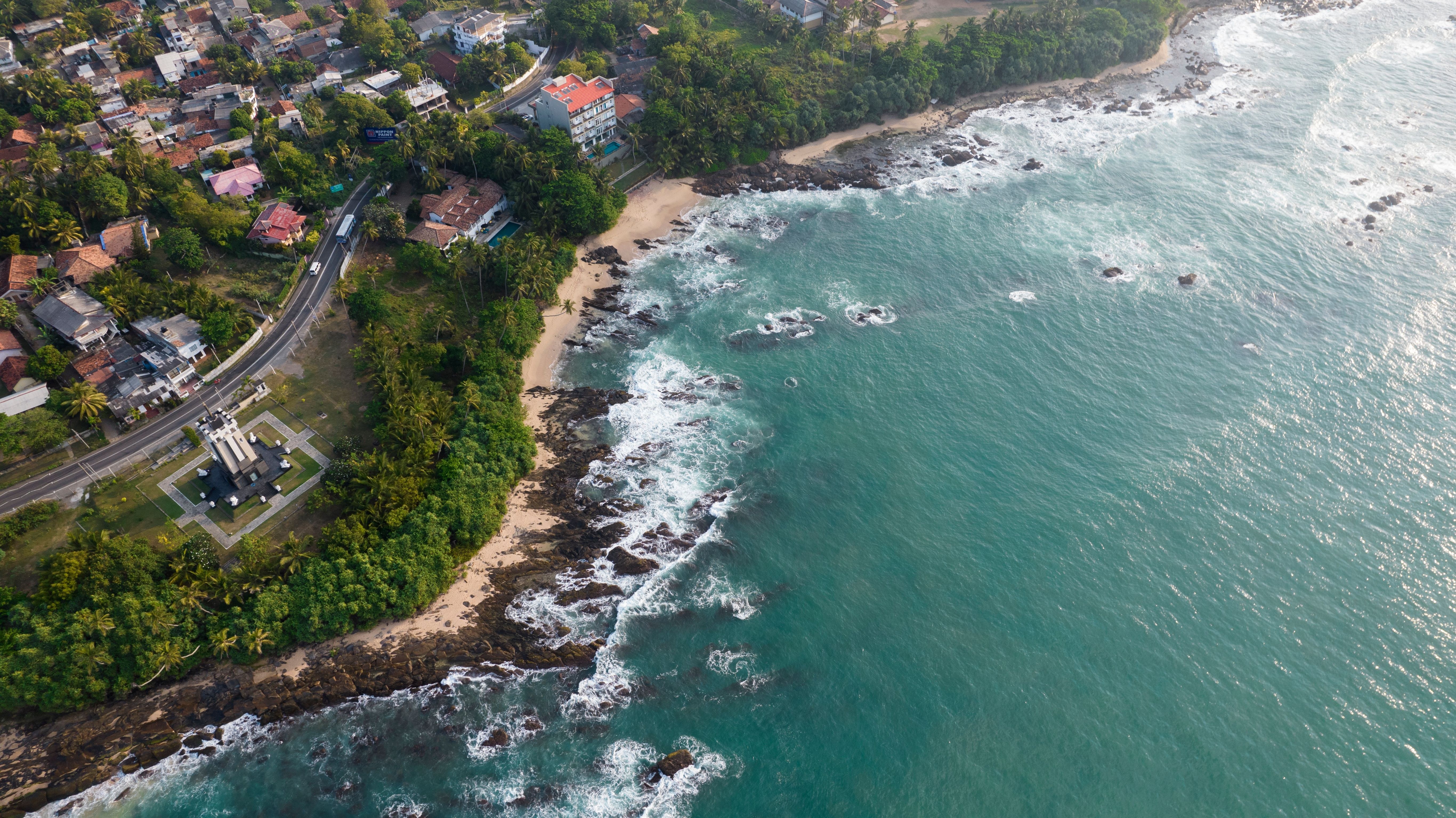 Sri Lanka's southern coastline from above
