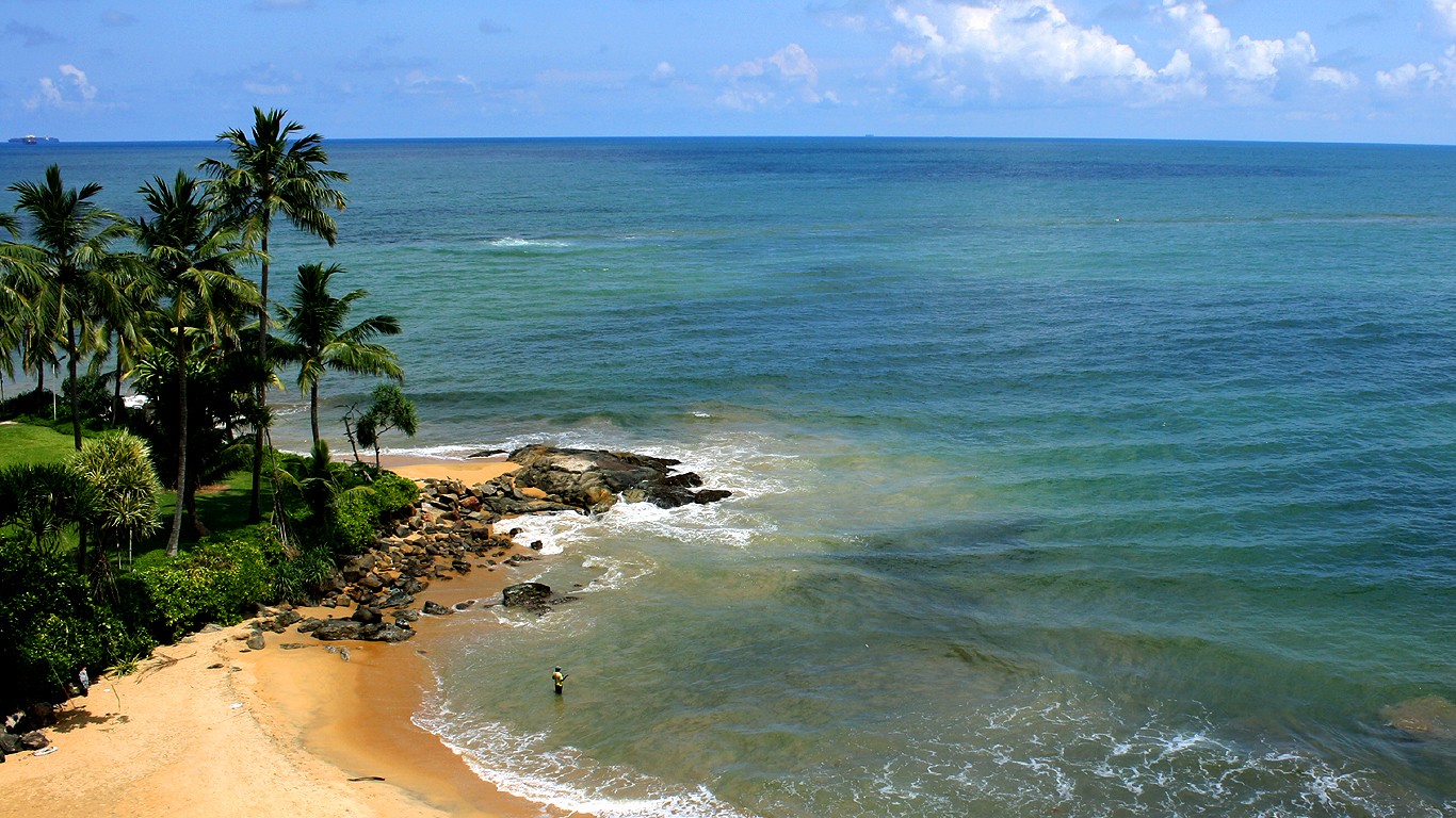 Mt Lavinia rocky coastline Colombo