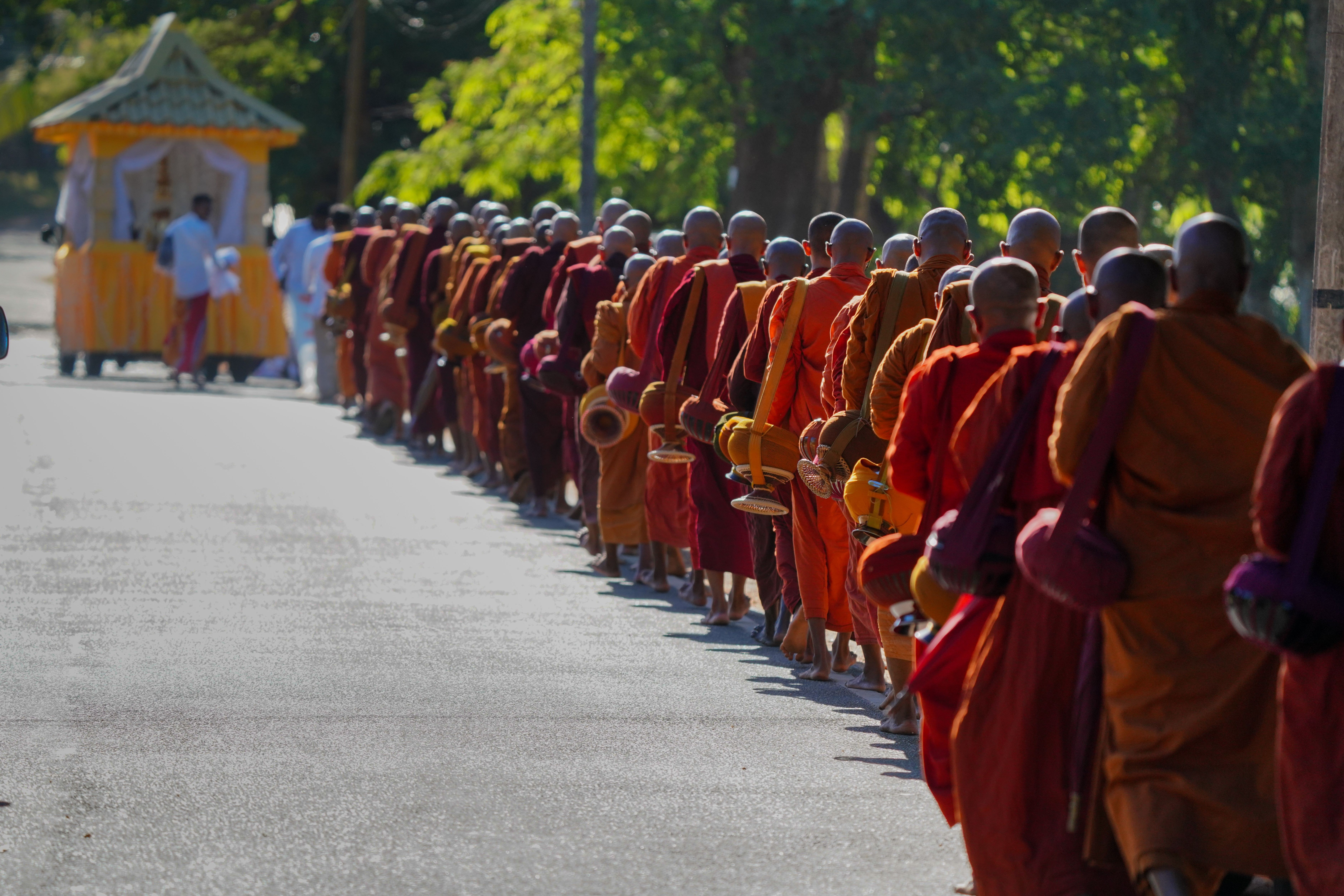 Buddhist monks morning procession