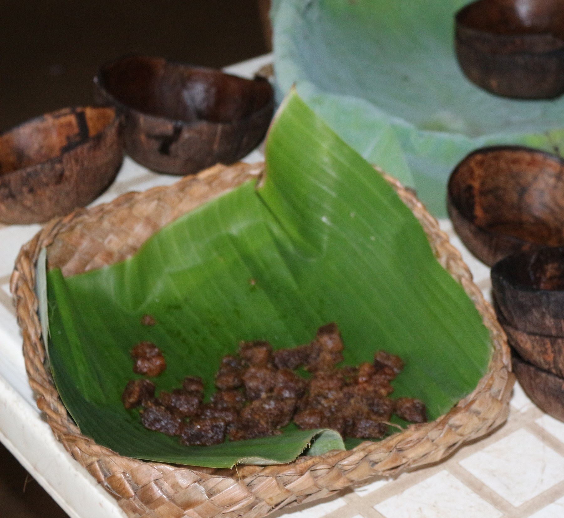 Kithul jaggery on banana leaf — traditional Sri Lankan sweetness
