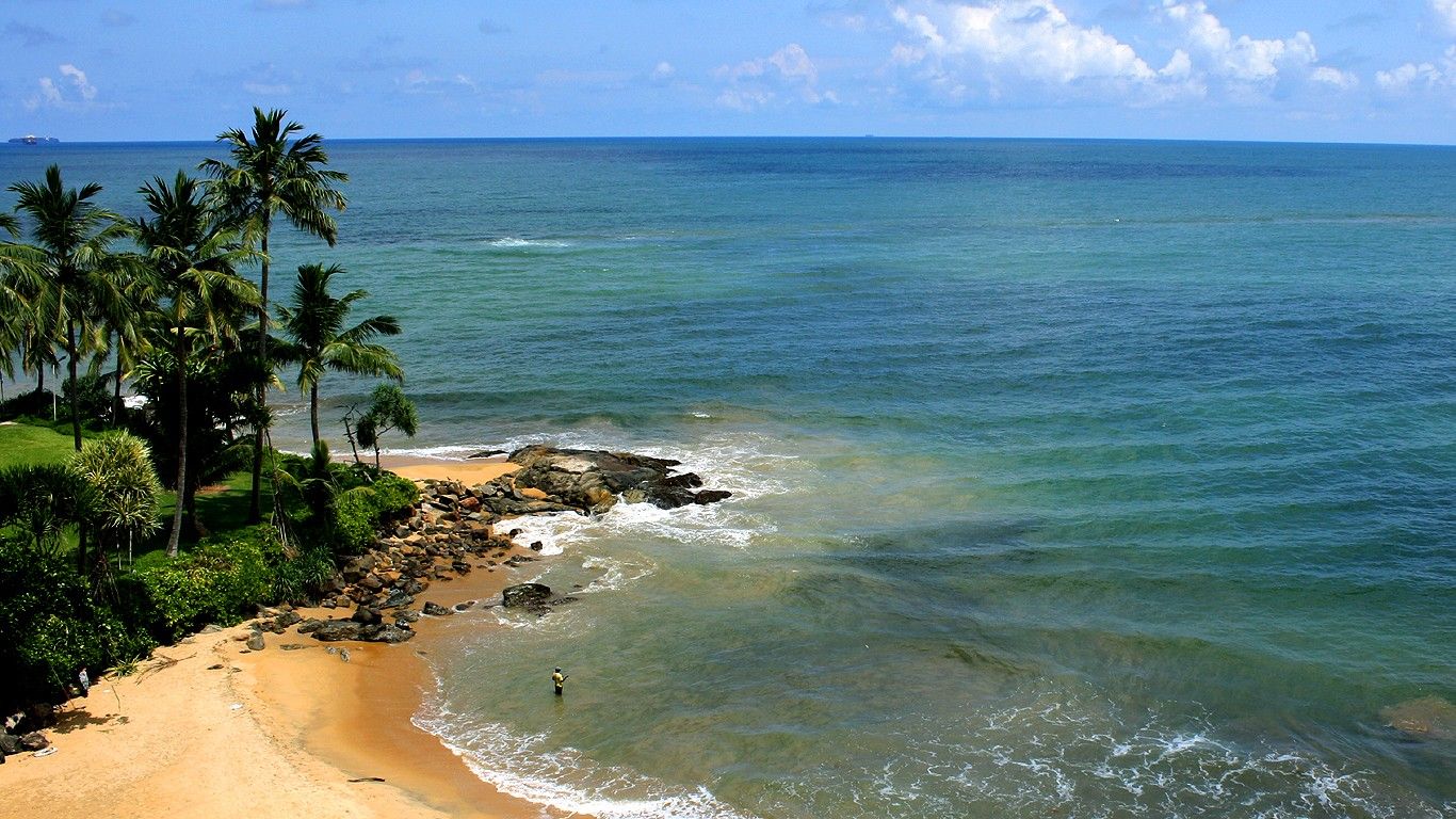 Mt Lavinia rocky coastline Colombo
