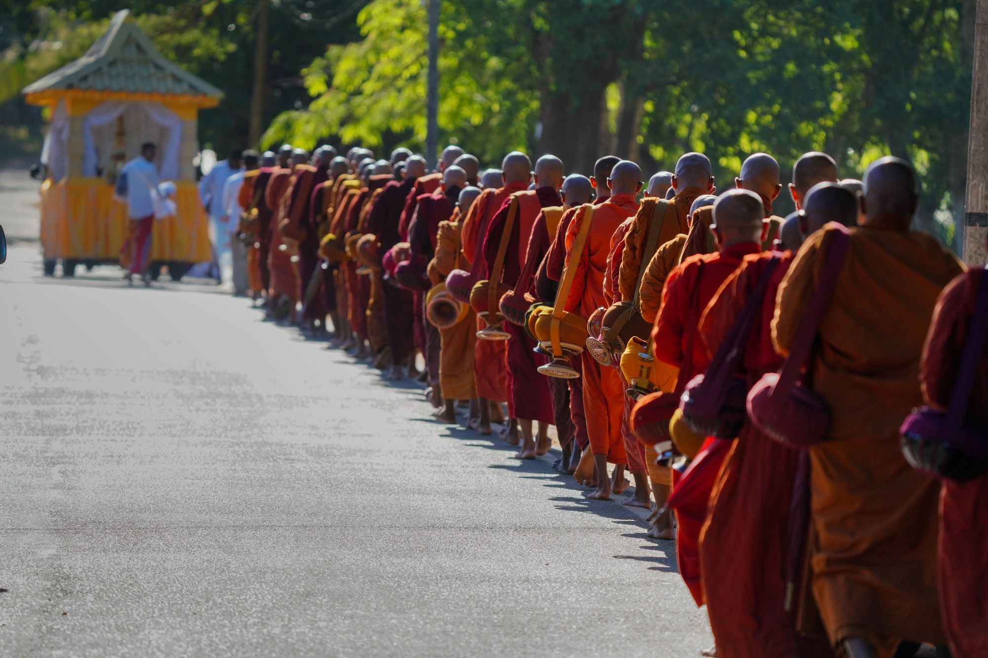 Buddhist monks morning procession